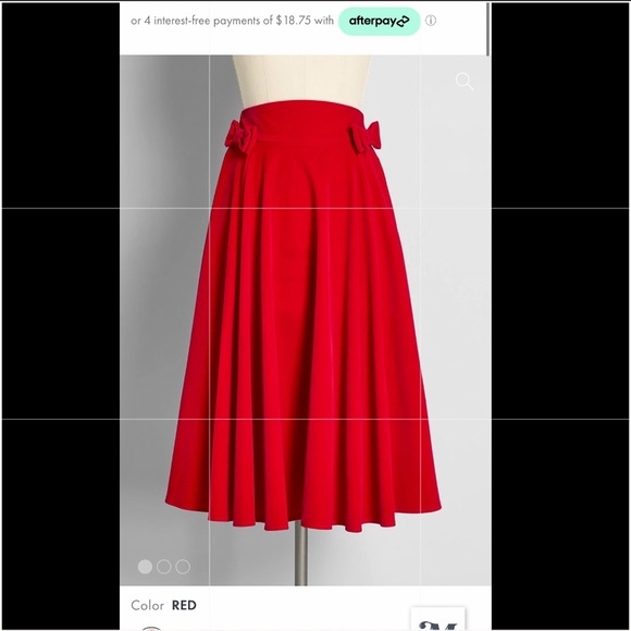 Red Velvet Mid Length Skirt - Picture 1 of 2